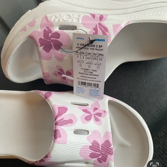 New, HOKA Pink Floral Slide Sandals - Picture 2 of 7